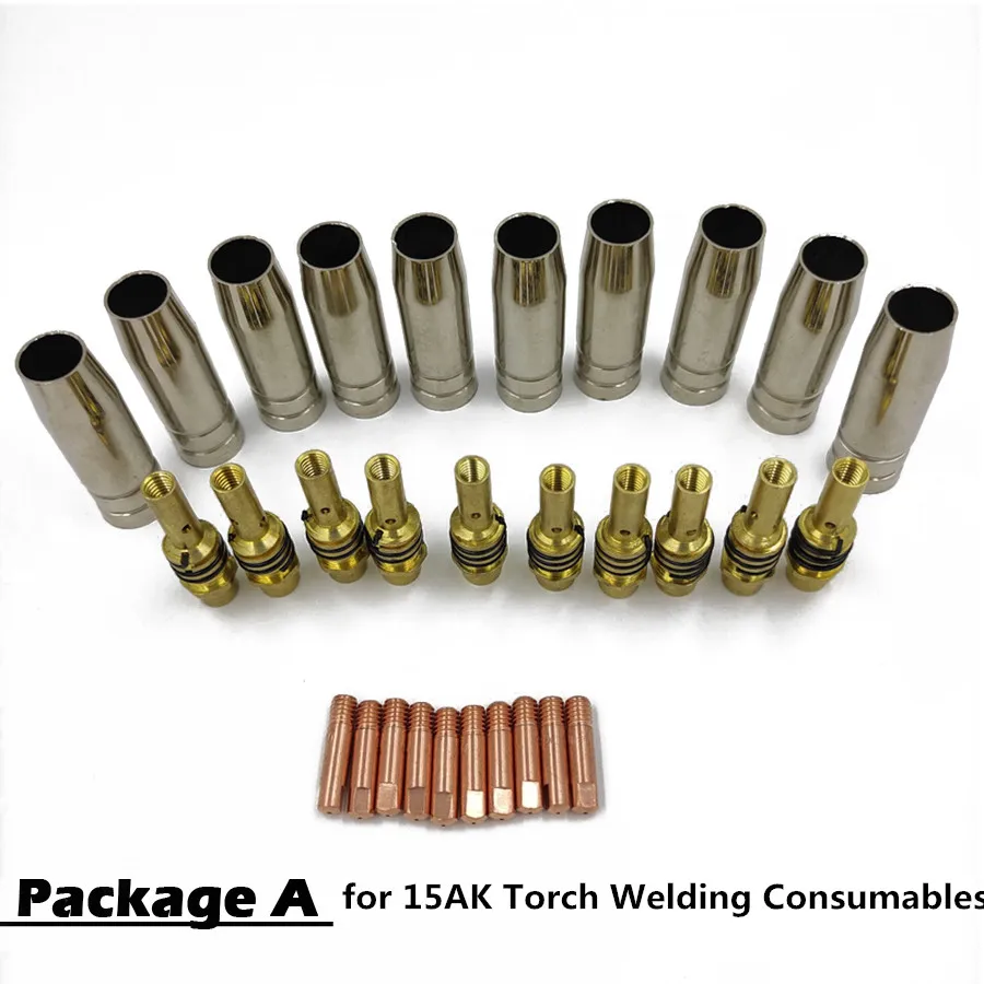 15AK Torch Welding Consumables EU Style 180A MIG Torch Gas Nozzle Tips Holder Gun Neck Wrench for MIG Welding Machine