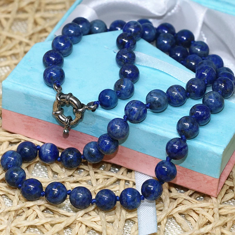 Fashion natural stone blue lapis lazuli beads 6mm 8mm 10mm 12mm 14mm round beads diy necklace elegant gift jewelry 18inch B667