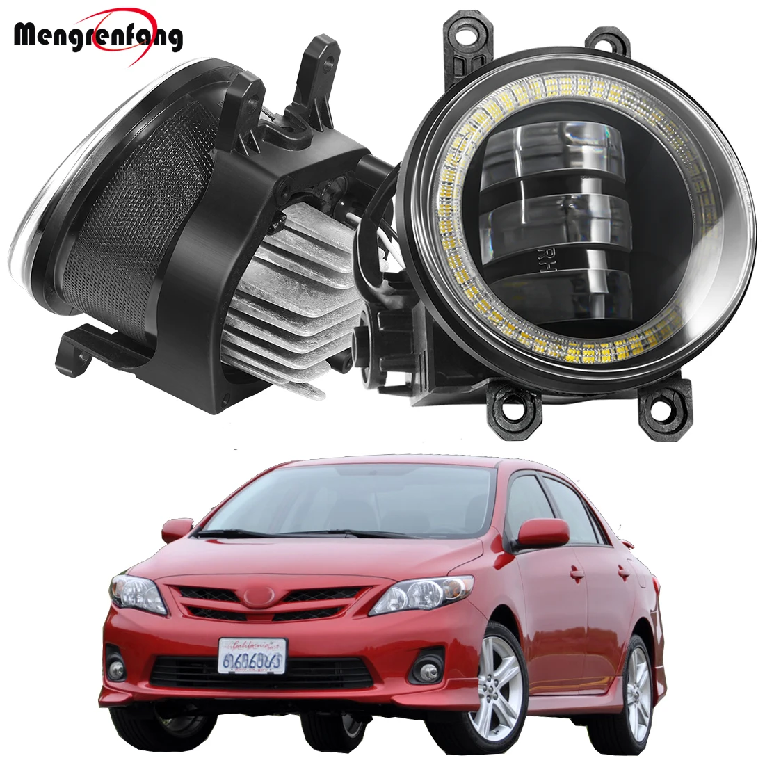 

2 X 30W Fog Light Assembly For Toyota Corolla 2009-2015 Car Front Bumper LED Angel Eye Fog Daytime Running Lamp DRL 6000LM 12V