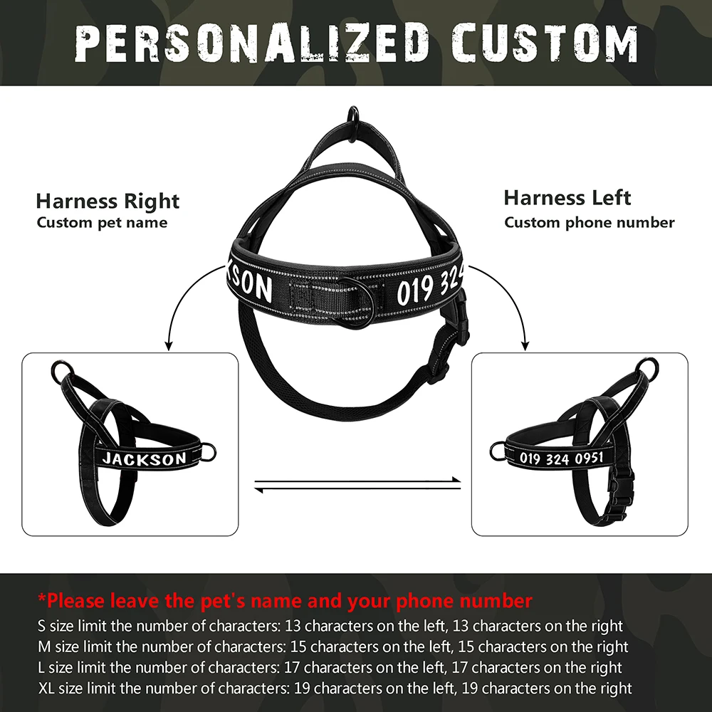 Personalized Nylon Dog Harness Reflective No Pull Dog Harness Vest For Medium Large Dogs German Shepherd Training Pet Supplies