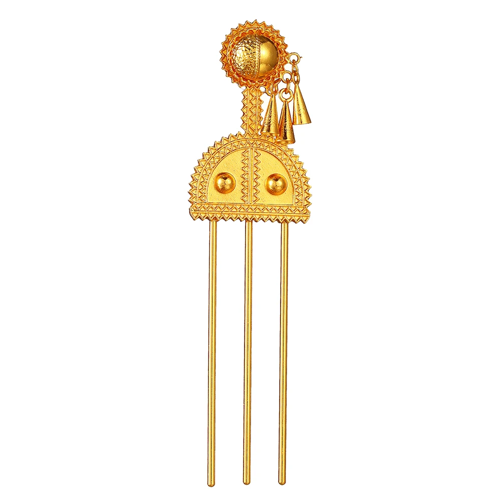 Vintage Ethiopian  Hair Sticks Gold Color African Bridal Wedding  Hairpins Hair Clip Traditional Jewelry African Female P220