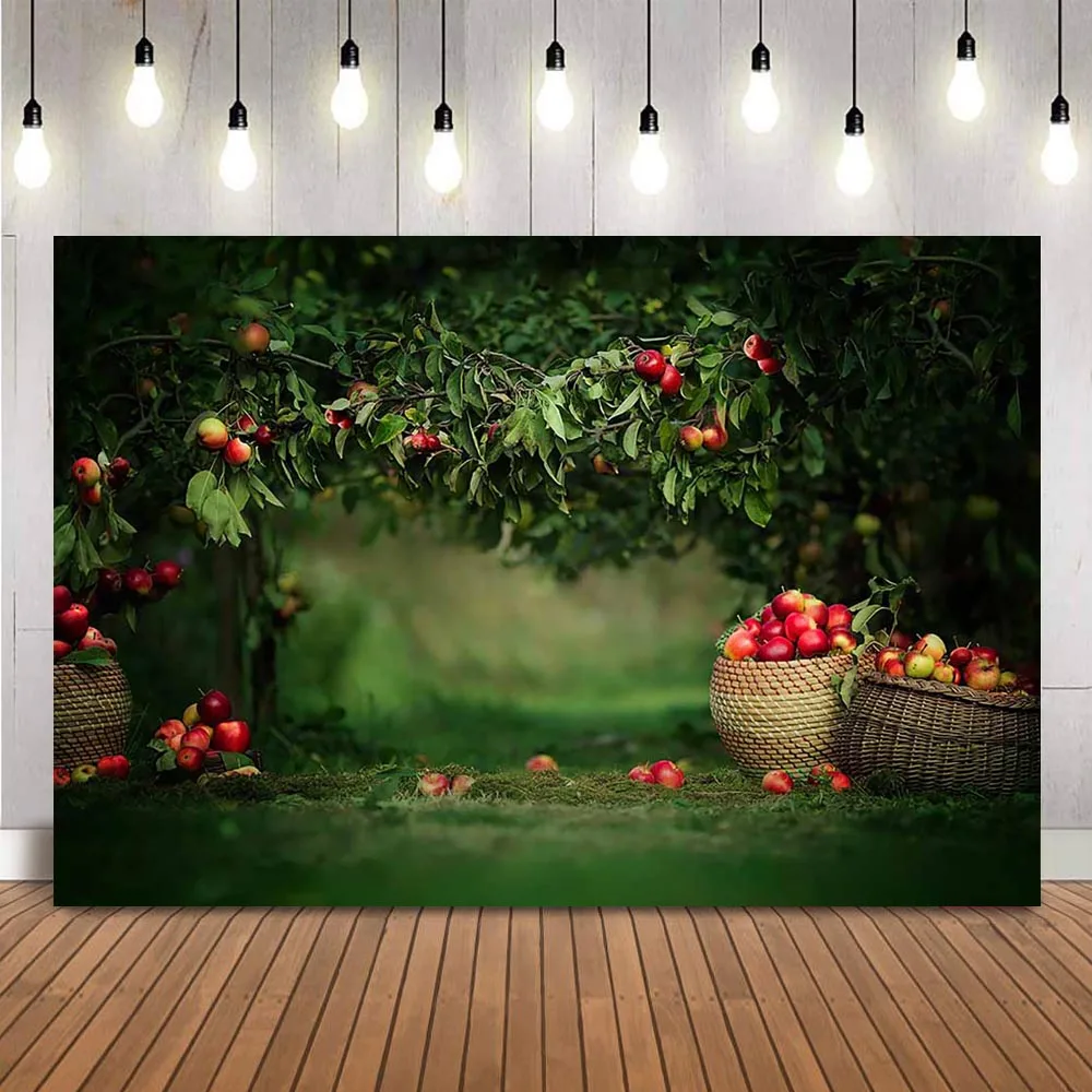 Apple Tree Portrait Photo Background Newborn Kids Under the Apple Tree Fruit Spring Green Background for photoshoot props decor