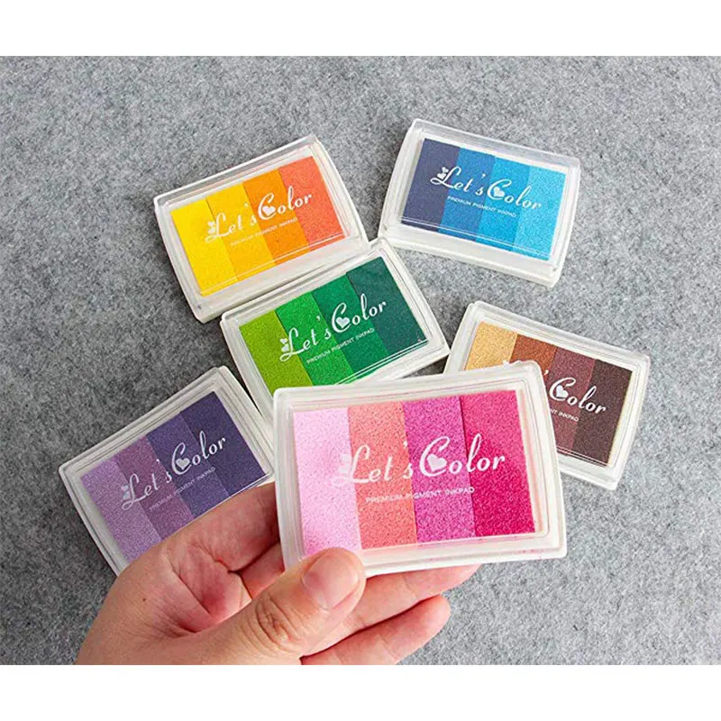 6 PCS/lot 7.8x5.5 cm 4 Colors Gradient Inkpad For DIY Craft Bullet Journal Stamp Pad Children Fingerprint Ink Pads