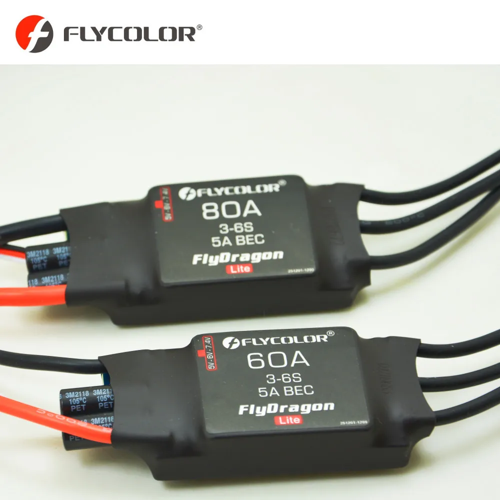 

Flycolor FlyDragon Lite 3-6S 60A 80A Brushless ESC With 5V/6V/7.4V 5A Adjustable BEC for RC Airplane