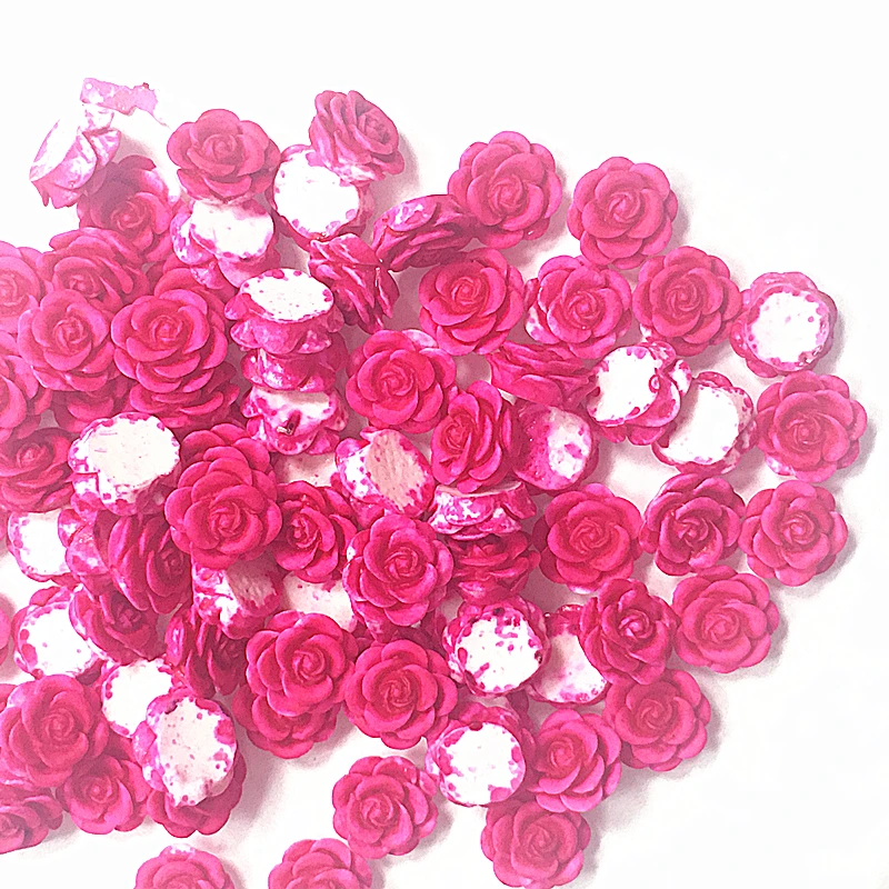 

100Pcs 14mm rose Resin Flowers Decorations Crafts Flatback Cabochon Embellishments Diy Accessories