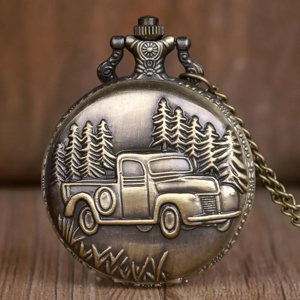 Retro Motorcycle CAR Pattern Quartz Pocket Watch Classic Men Women Necklace Pendant Fob Watch Gifts for Men