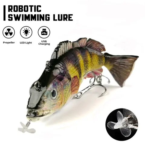 Robotic Swimming Lures 130mm 4 Segements Swimbait 35/54g Fishing Auto Electric Wobblers USB Rechargeable LED Light For Bass Pike