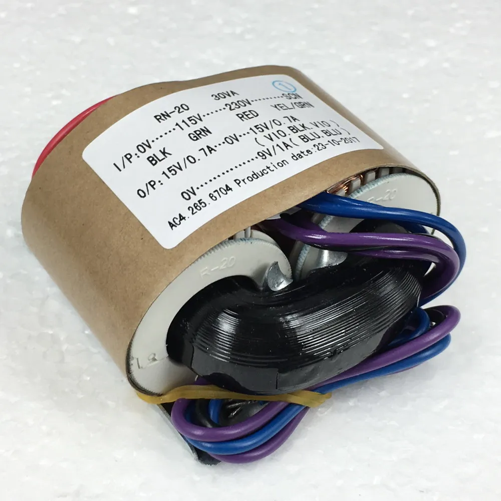 transformador de corrente R type power transformer 30W dual 15V + single 9V R cattle audio transformer copper wire 115V-230V