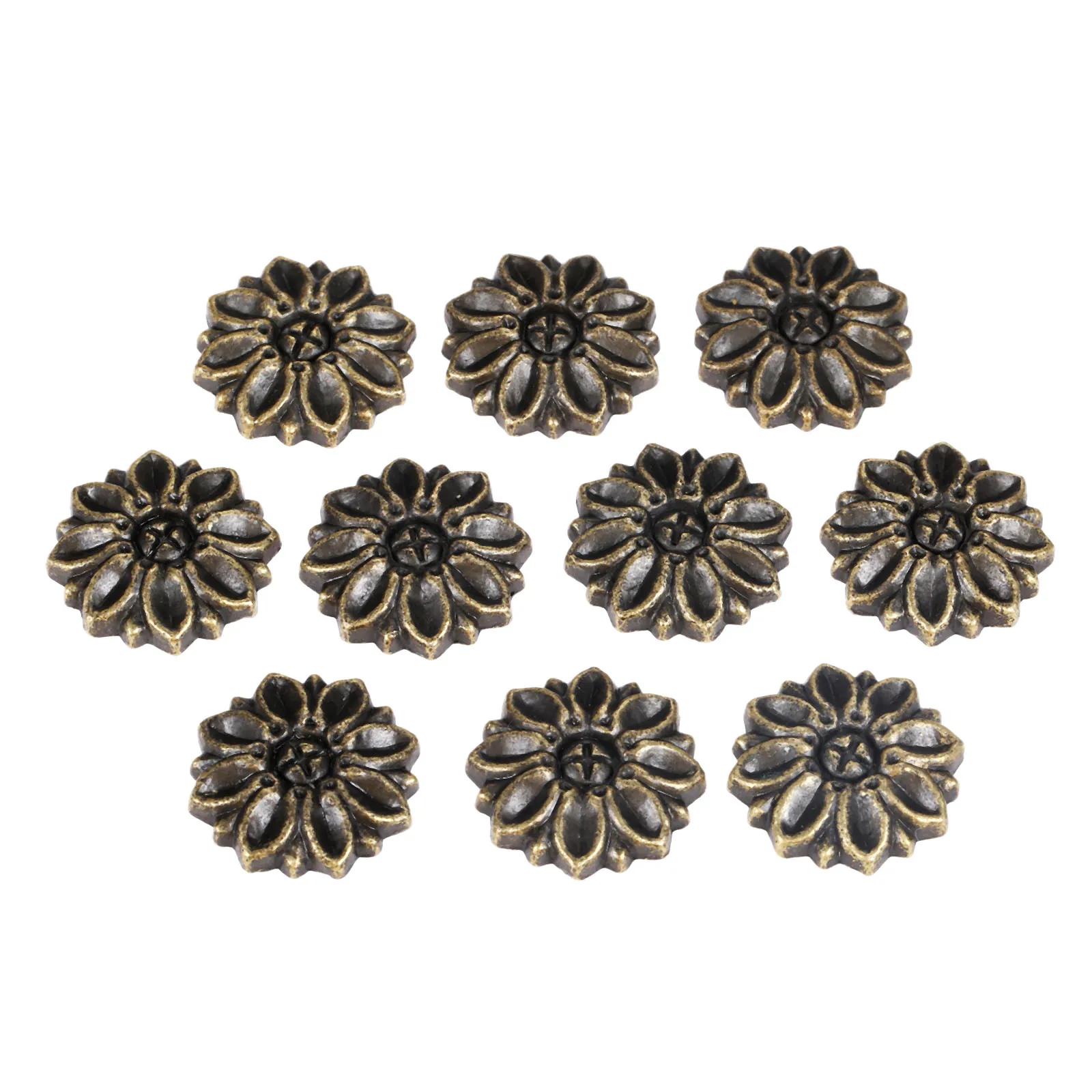 10pcs Alloy Corners Cabochon Ancient Flower Flatback Alloy Embellishment Patch Scrapbook Vintage Decor Wood Jewelry Box 23mm