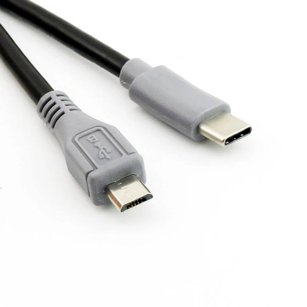 Short Cord of USB micro To TypeC USB 3 Type-C Male Plug To USB Micro Male Plug Charging Data OTG Connector Adapter Cable 25cm/1m