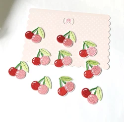 AHYONNIEX 10pcs/lot Embroidery Cherry Repair Patches Bag Jacket Jeans Strip Iron On Patches for Clothes Small Glue Sticker