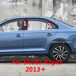 Car Middle Column PC Window Trims Decoration B C Pillar Black Strip Sticker Cover for Skoda Rapid 2021 2020 2019 2013 Sportback