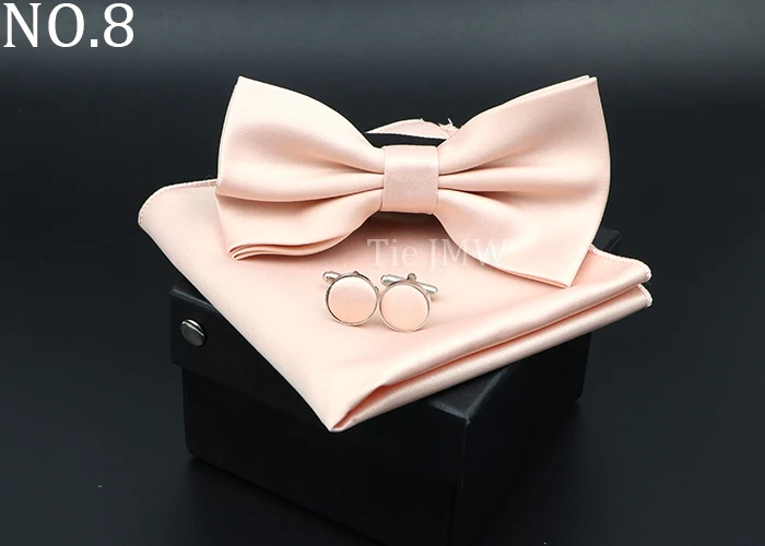 Herren Klassische Helle Farbe Bowtie Set Grün Rosa Blau Rot Fliege Manschettenknöpfe Hochzeit Krawatten Taschentuch Party Geschenk Krawatte Hemd zubehör – Detail 8