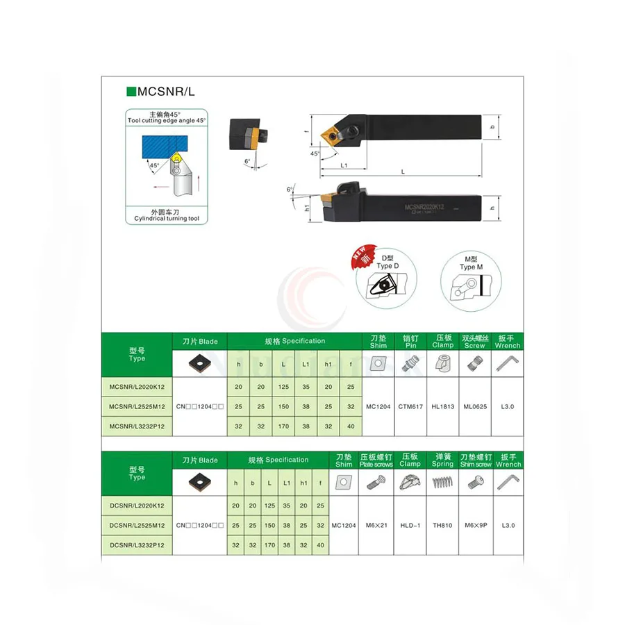 MCSNR1616H12 MCSNR2020K12 MCSNR2525M12 Indexable Bên Ngoài Biến Dụng Cụ Chiếc Máy Tiện Biến Nhàm Chán Thanh CNMG Carbide Miếng Lót