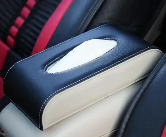 Armrest Leather Car Armrest Tissue Box Auto Holder Removable Paper Napkin Box Organizer