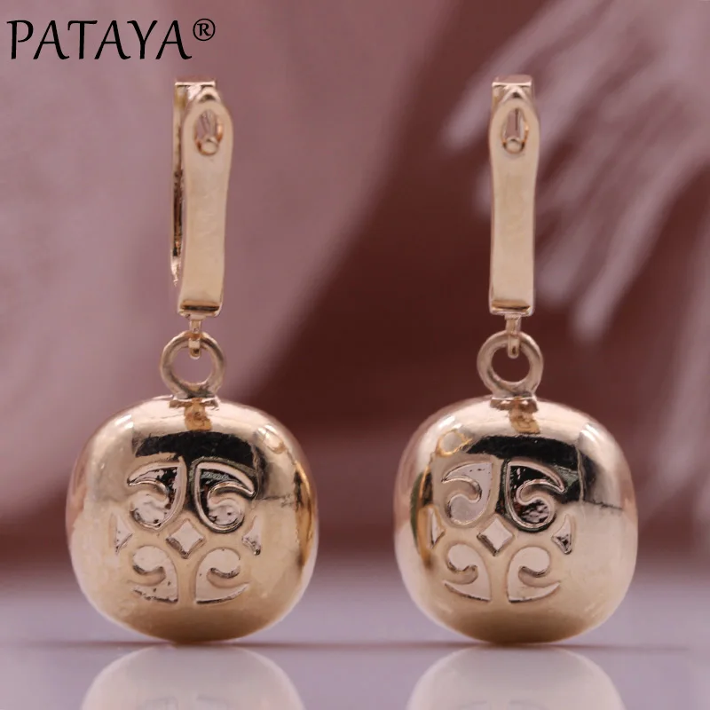 PATAYA New Irregular Square Natural Zircon Dangle Earrings 585 Rose Gold Color Long Earrings Summer Style Women Fashion Jewelry