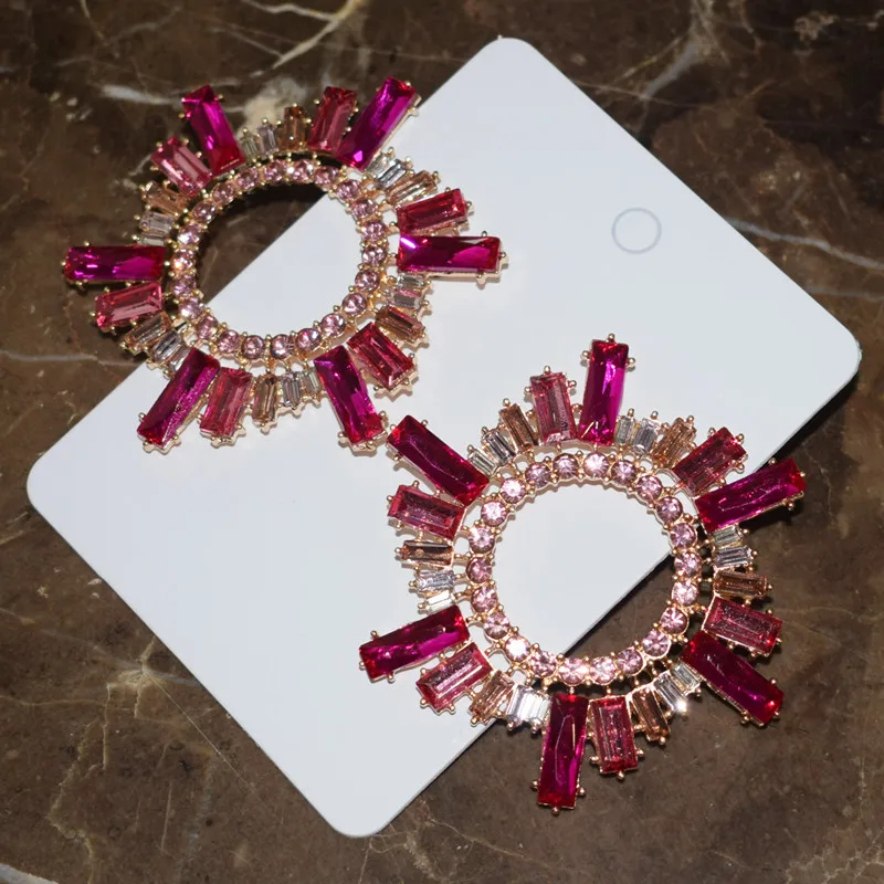 Women's Shiny Rhinestone Sunshine Styles Dangle Earrings, Elegant