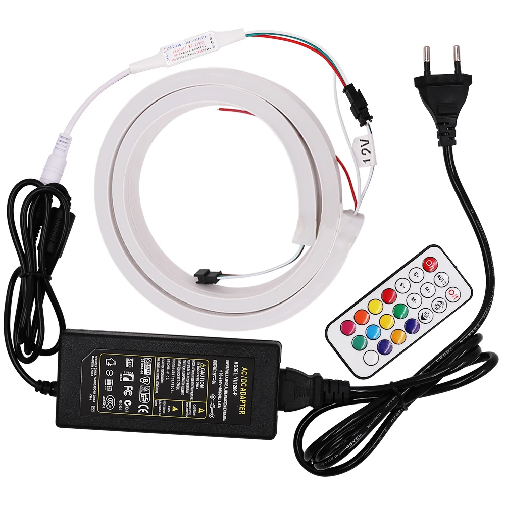 DC12V RGB Neon Sign Light WS2811 5050 Full Color 21key Remote Control LED Strip Waterproof Rope Lights Home Decoration 1M 2M 5M