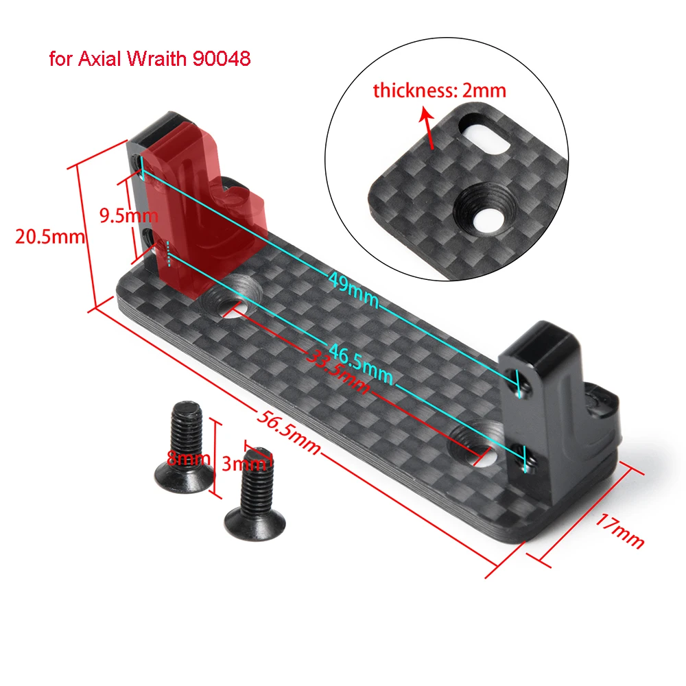 AXSPEED-Servo montaje de Metal con placa de deslizamiento de fibra de carbono para Axial SCX10 Capra Wraith 90048 1/10 RC Crawler Car, piezas de