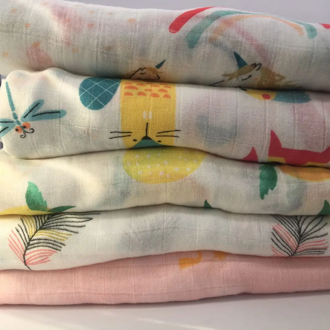 Baby Muslin Swaddle Blankets 70%bamboo + 30%cotton Baby Blanket Newborn Bath Towel Muslin Diaper