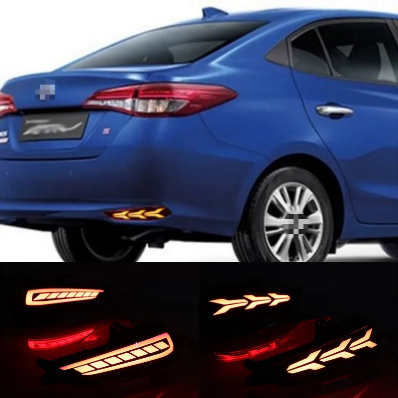 

For Toyota Yaris 2017 2018 LED Car Rear Bumper Reflector Tail Brake Light Bar Driving Fog lamp