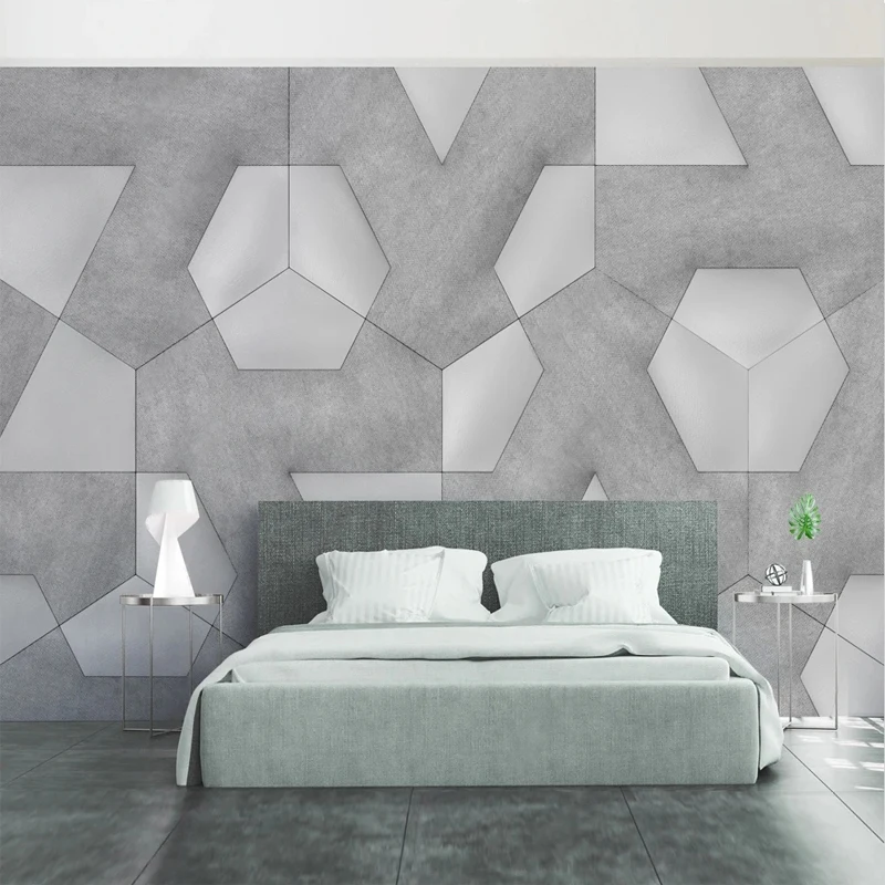 Custom 3D Mural Modern Style Abstract Polygon Geometry Grey Photo Wallpaper Interior for Home Bedroom Living Room Sofa Backdrop