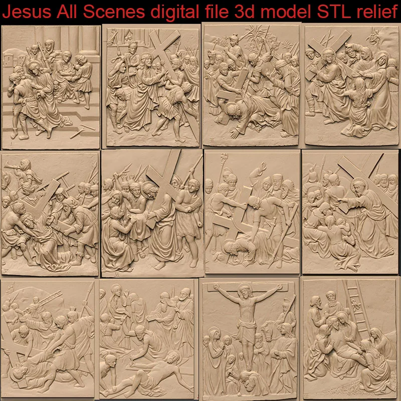 نماذج ثلاثية الأبعاد من Jesus لجميع المشاهد لجهاز التوجيه باستخدام الحاسب الآلي ، النحت والنقش ، تطمح Artcam ، نموذج الدين ثلاثي الأبعاد ، تخفيف تنسيق STL ، 14