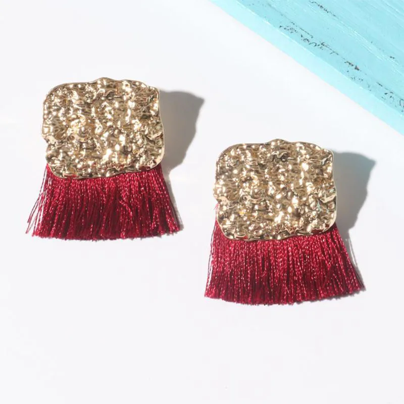 סדיר כיכר עגילי ציצית בוהמי ססגוניות תכשיטים אביזרי עגילים לנשים Aliexpress באינטרנט חנות