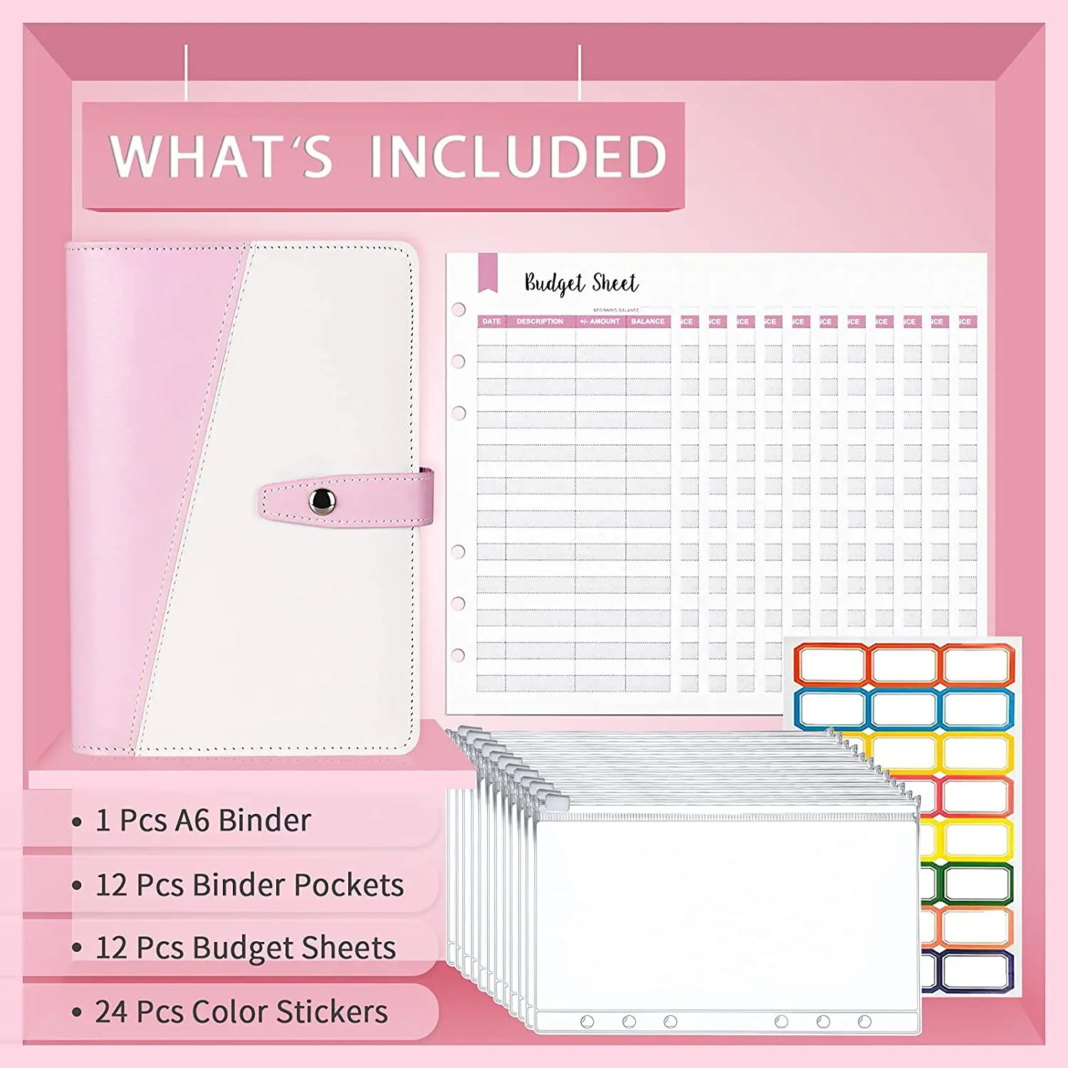 26Pcs A6 Budget Bindmiddel Cash Enveloppen Voor Geld Saving Organizer Met Rits Zakken, budget Lakens En Zelfklevende Etiketten