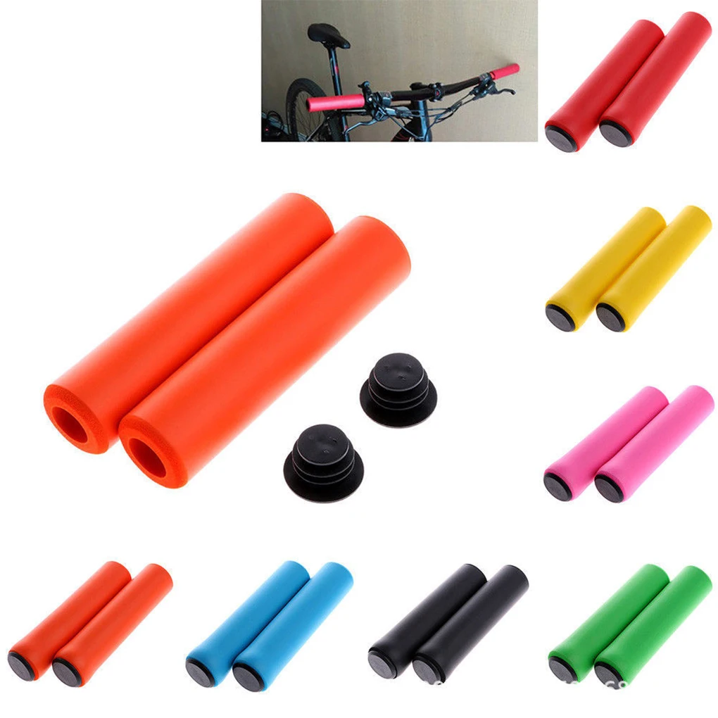 1Pair Silicone Cycling Bicycle Grips Outdoor MTB Mountain Bike Handlebar Grips Cover Anti-slip Strong Support Grips Bike Part