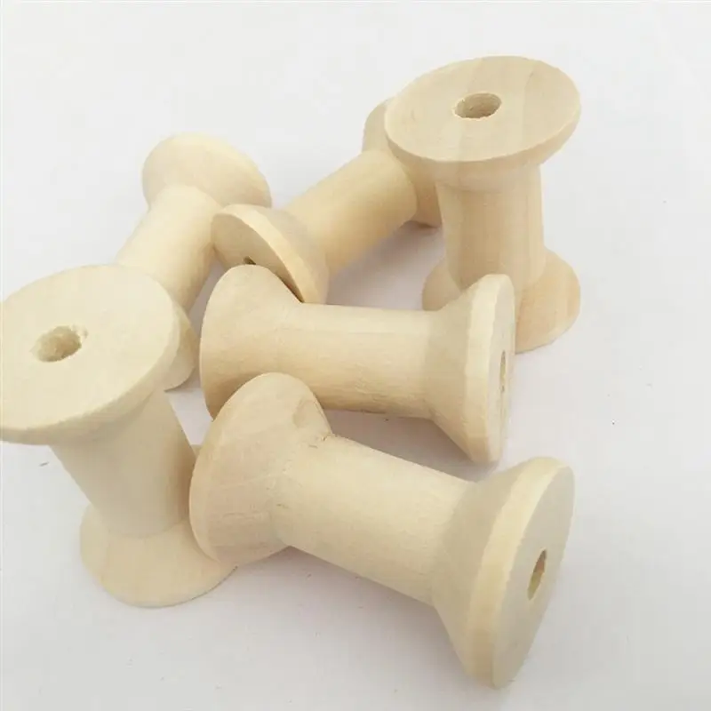 20 stücke 5cm 4cm Vintage Natürliche Holz Leere Gewinde Spool Spulen Spule Werkzeug DIY Roller für Nähen Handwerk draht Band Hand