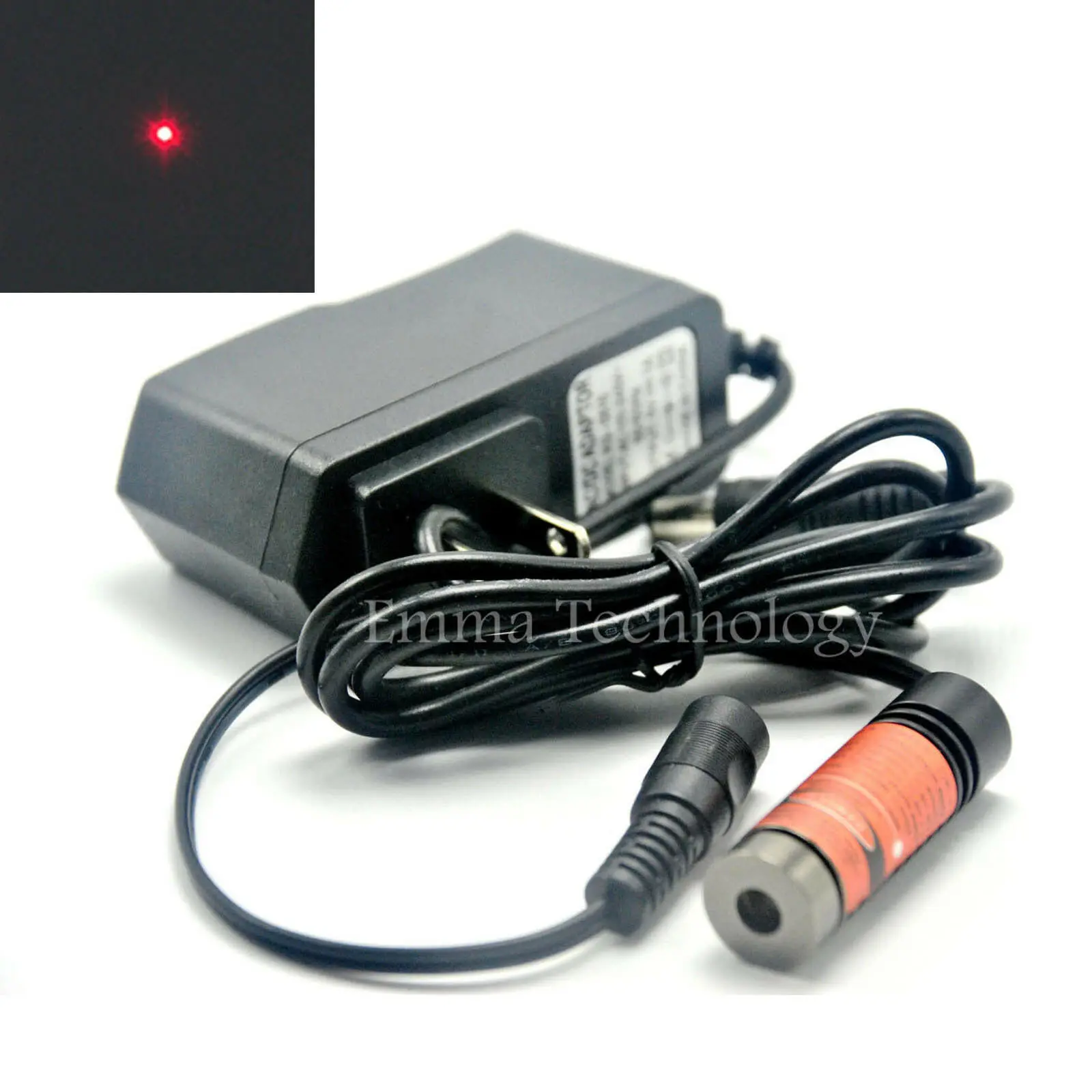 Módulo industrial de diodo laser de ponto vermelho 650nm 50mW 14,5x45mm com adaptador 5V 1A