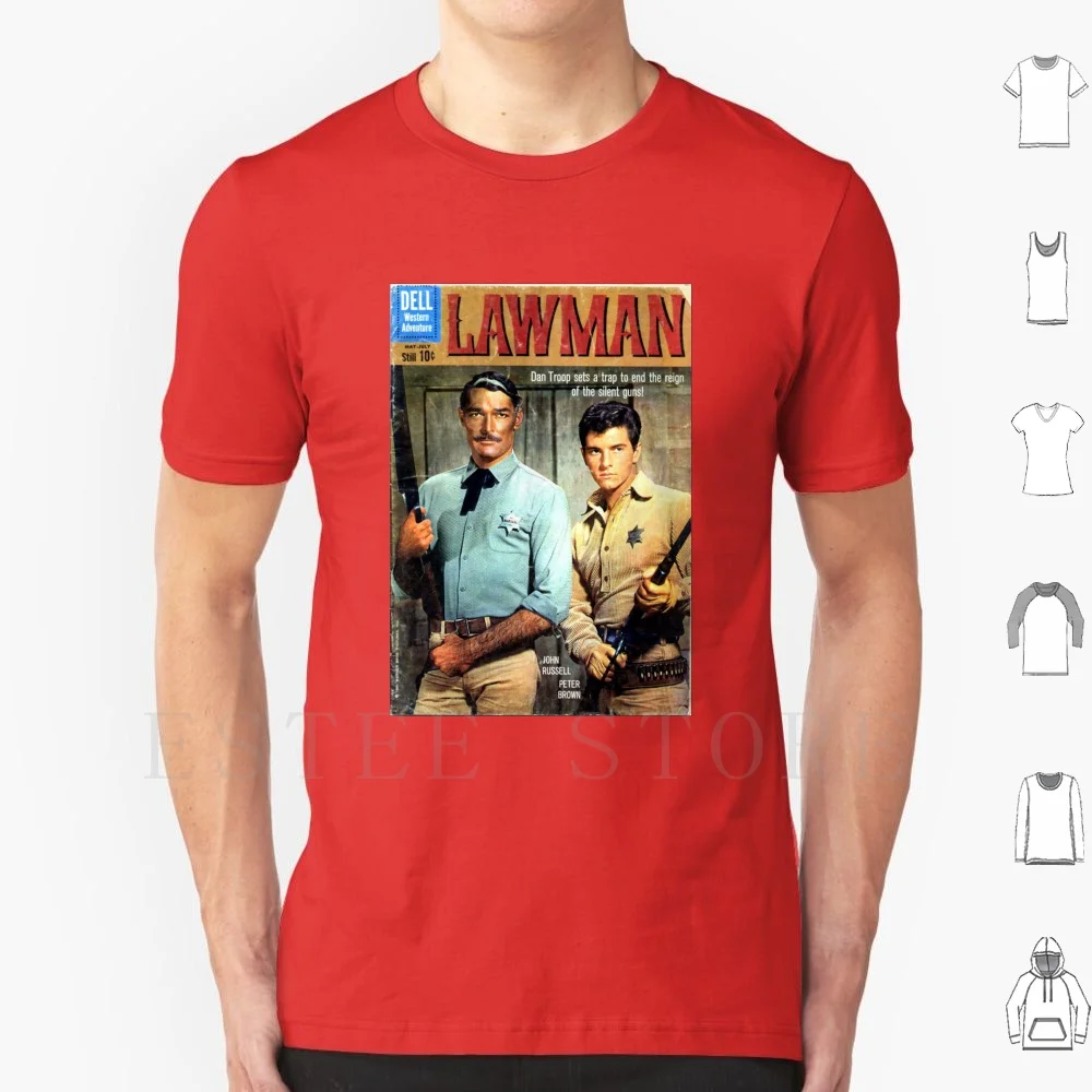 Lawman t camisa masculina algodão 6xl lawman ocidental cowboy tv 60s