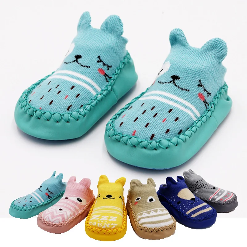 Spring Autumn Anti Slip Floor Socks With Rubber Soles Casual Soft Shoes For Newborn  Girls Boys 0-24M Infant Baby Socks New 2024