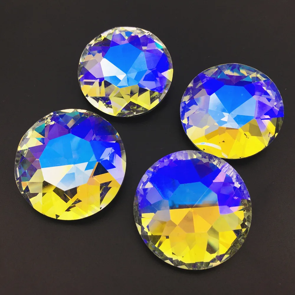 Super Big 35mm Moonlight Color Round Rhinestone Pointback Baoshihua Glass Crystal Fancy Stone Pointed back Flat Top Rhinestones