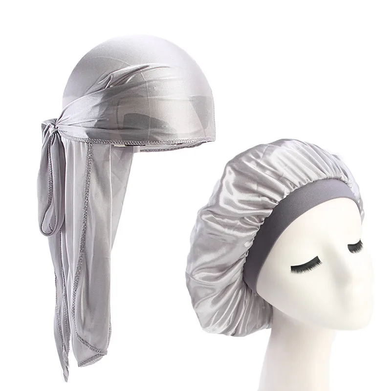 Unisex Durags and Bonnets Suitable Men and Women Long Tail Silky Durag and Bonnet For Couple Comfortable Chemo Cap