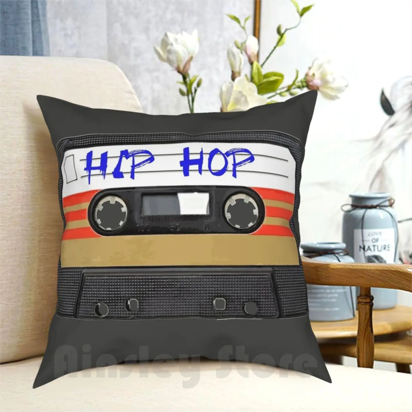 Funda de almohada de música de Hip Hop, almohada suave estampada para el hogar, banda de música de Hip Hop, cinta de rapero de Rap, Cassette Vynil Yo divertido