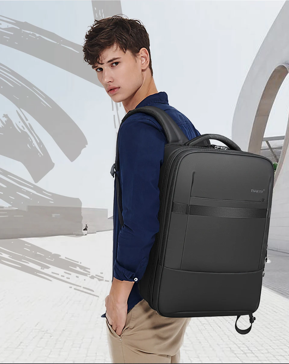 Tigernu Anti Diebstahl Rucksack 15,6 zoll Laptop Rucksack Männer TPU Wasserdichte Reise Rucksäcke Männlichen Schule Taschen Für Männer Gepäck Taschen – Detail 2
