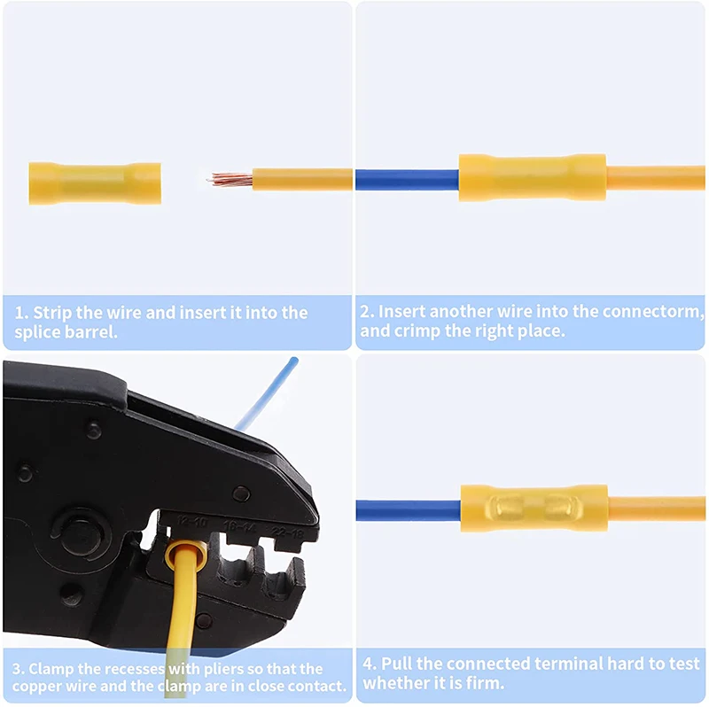 ELECTRAPICK 150pcs Insulated Straight Wire Butt Connectors Electrical Wire Cable Crimp Terminals Set Cold Press Cable Splice