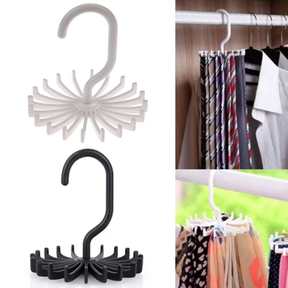 360 Degree Rotatable Ties Clothing Hanger Rack 20 Claw Scarf Organizer Twirling Scarf Belt Tie Hook Holder Family Storage