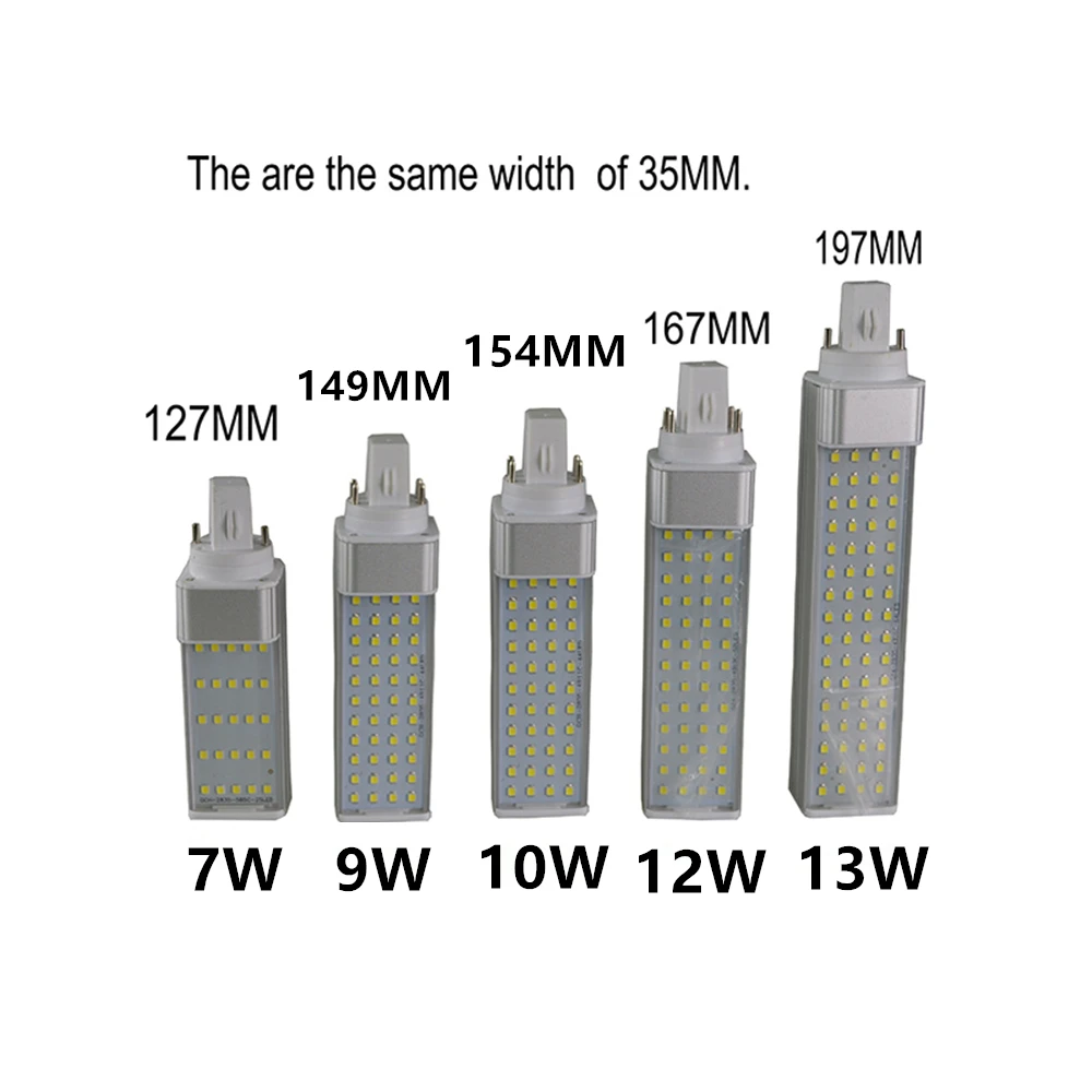 Lampada LED G23 G24 Light Bulb 12W LED PL-C G24D LED Lights G24D-1-2-3 CFL 26W Replacement G24 Base Tubular LED Bulbs