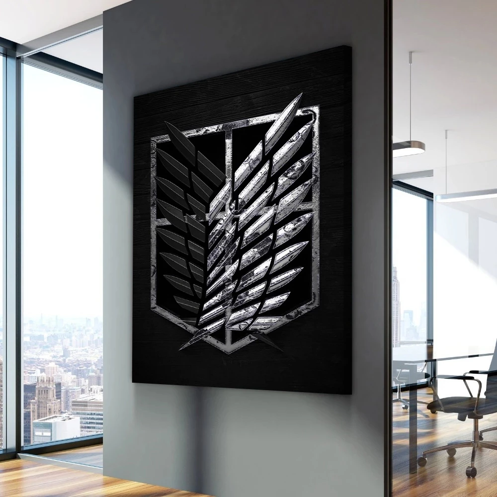 Abstract Canvas Painting Print Poster Attack on Titan Japan Anime Black White Line Wall Art Home Decor Pictures for Living Room