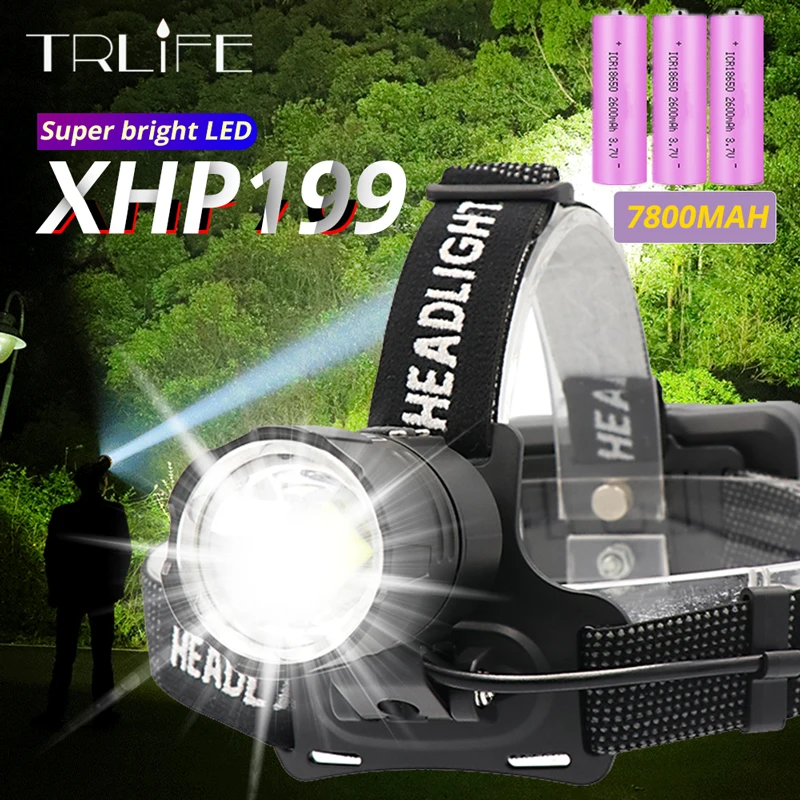 80000000LM XHP199 Super Bright Headlight 7800MAH XHP70.2 USB Rechargeable LED Headlamp Hunting Cycling Waterproof 18650 Lanterna