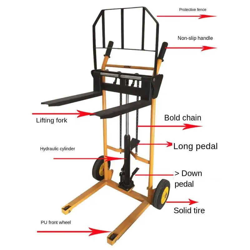 Hydraulic truck  200KG universal wheel hydraulic forklift Hand push mini forklift truck