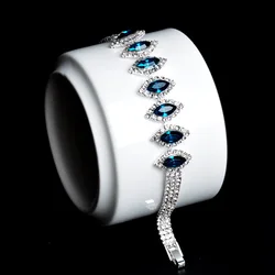 DIWENFU Genuine 925 Sterling Silver Sapphire Bracelets for Women Silver 925 Jewelry Pulseira Feminina Bizuteria Blue Topaz Girls