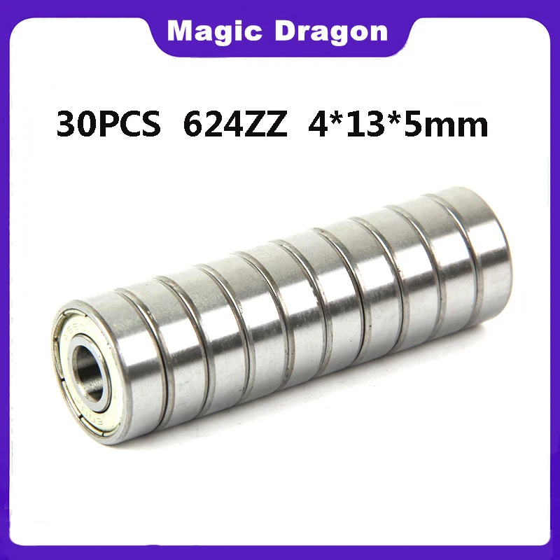 

30PCS ABEC-5 624ZZ 624Z 624 ZZ 4x13x5MM Wire Cutting Machine Miniature R-1340HH High quality deep groove ball bearings