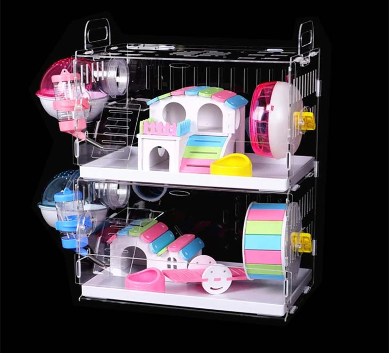 Imagem -05 - Gaveta tipo Acrílico Hamster Cage Small Pet House Transparente Oversized Villa Gaiola Básica Toy Nest With The Pipe Cobaia