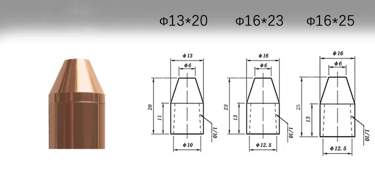 Electrode Cap16*23 mmChromium Zirconium Copper Electrode Cap Hanging Electrode Cap Electrode Head of Spot Welding Machine