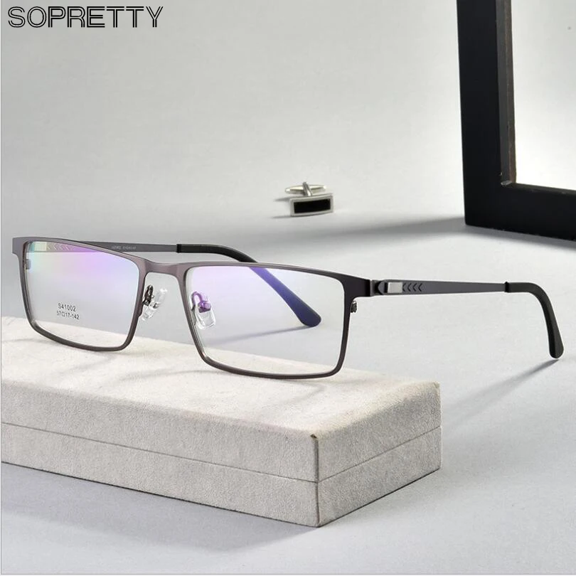 Ultralight Business Men's Metal Optical Glasses Frames for Myopia &Hyperopia ,Spring Hinge Prescription Eyewear Glasses Frame