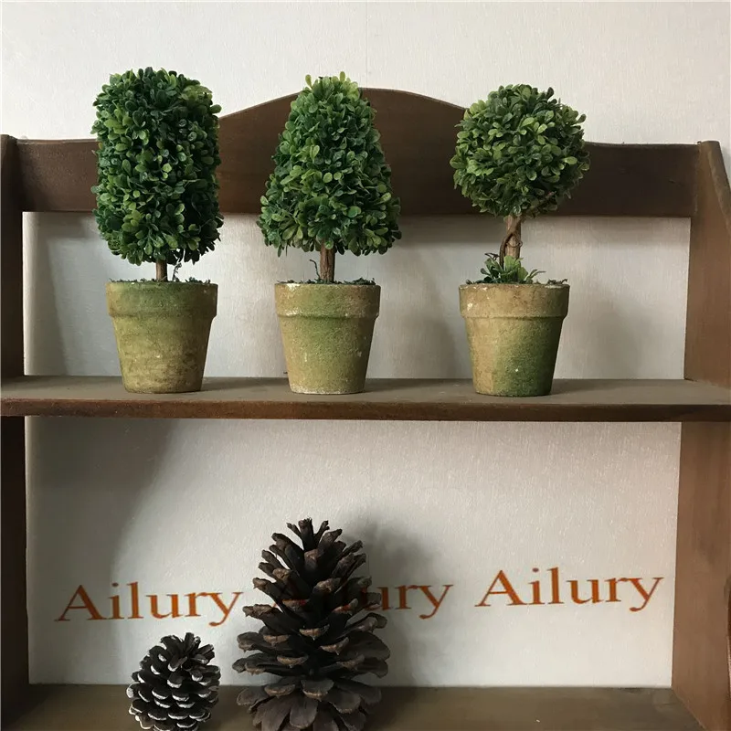 15cm High Artificial Bonsai Simulation Green Plant Potted Small Tree Desktop Decoration Window Partition Xmas Gift Idea